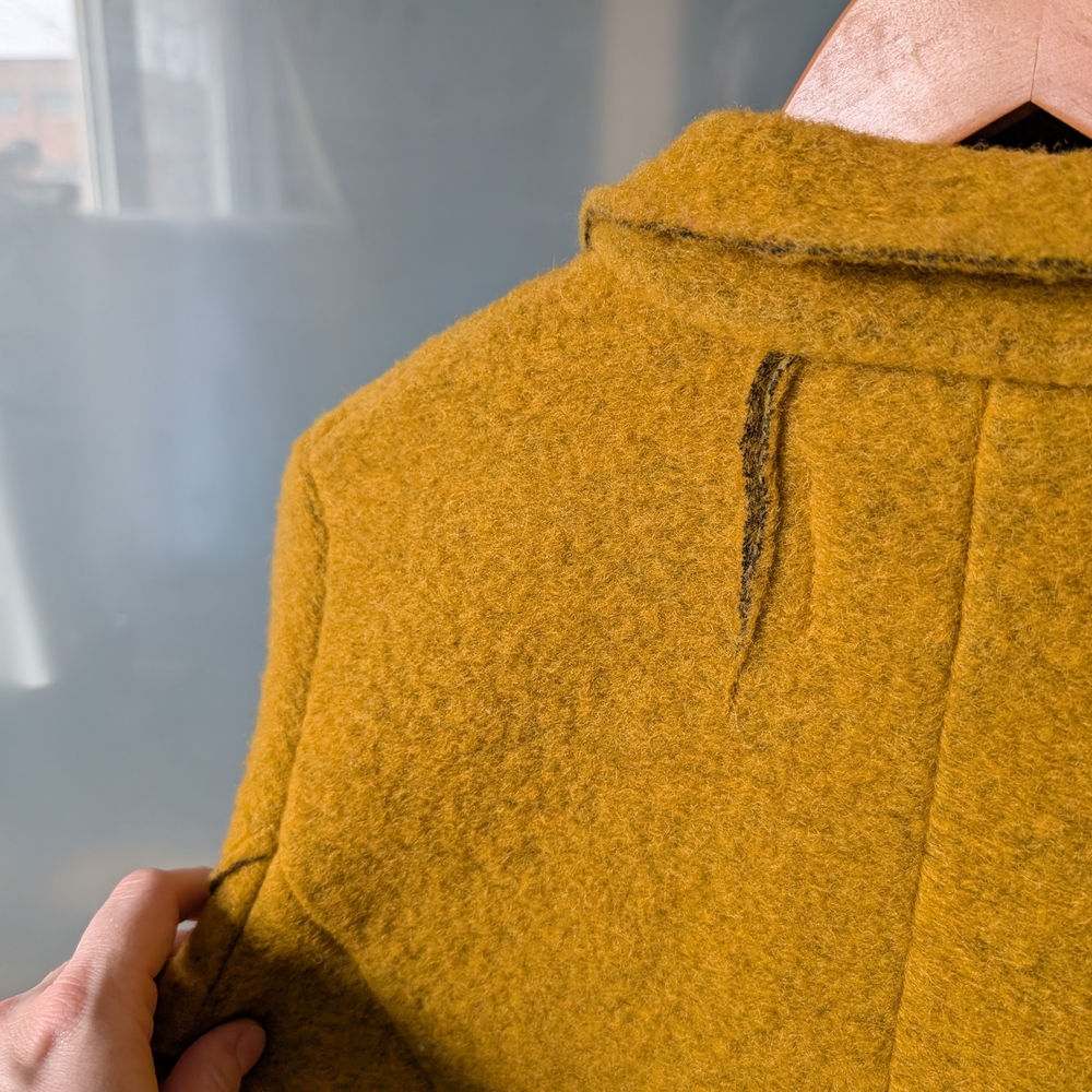 🇮🇹 Beautiful Textured Mustard Yellow Single-Button Blazer Jacket - S - Picture 7 of 12